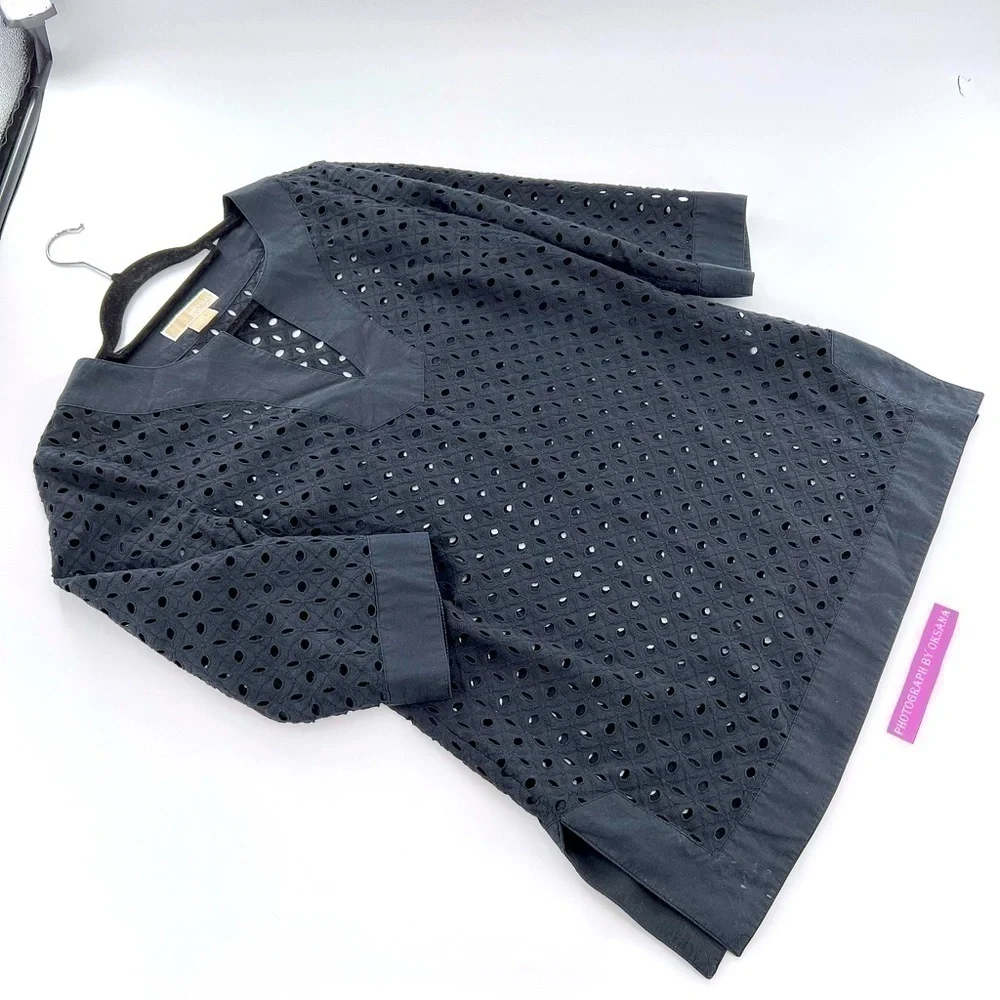 Michael Kors Black Eyelet Tunic size 10 Cotton 100%